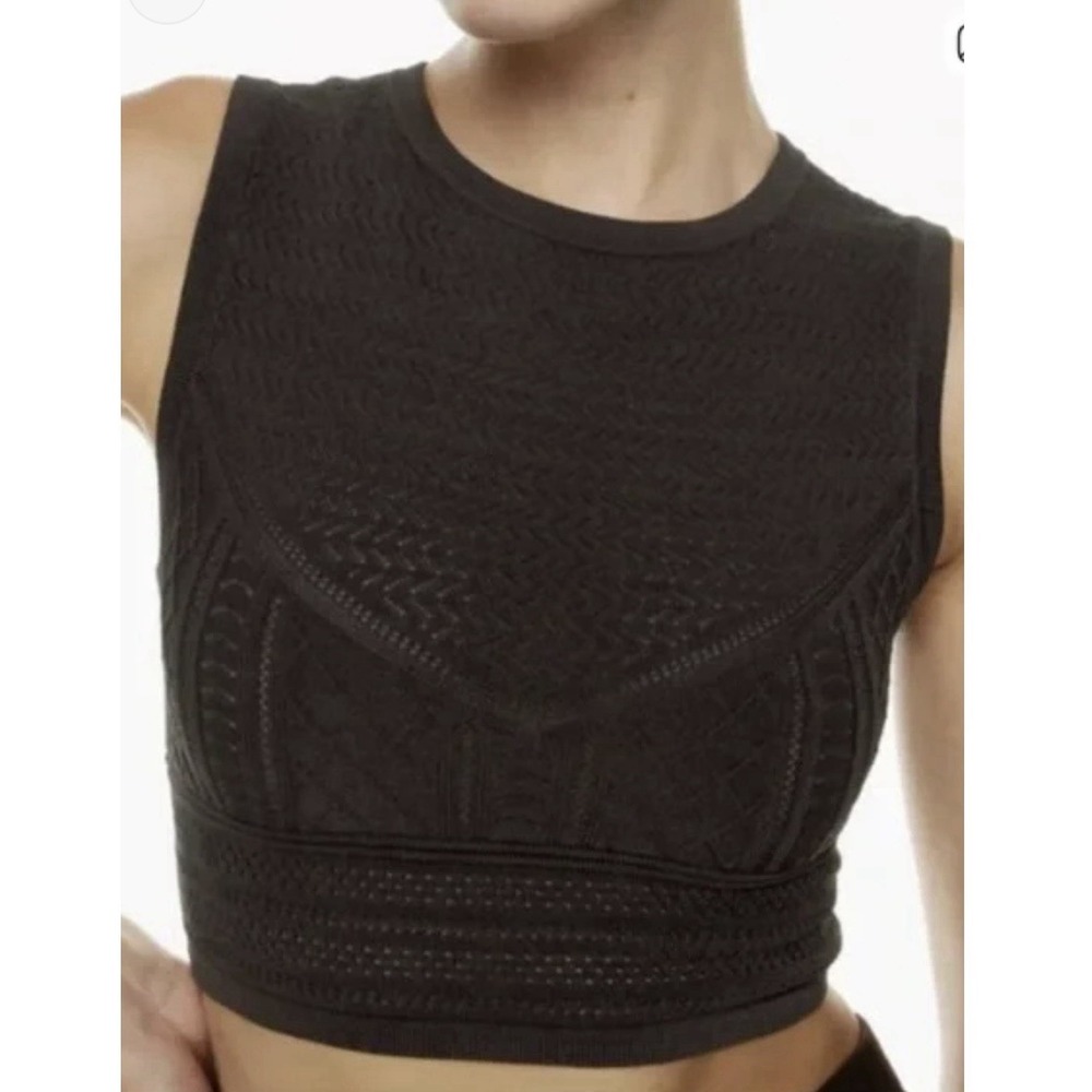 Aritzia Babaton  Pointelle Cropped Tank in Black Size XS NWT
